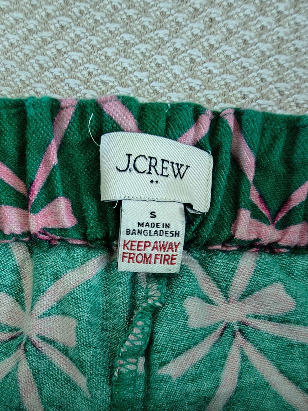 J. Crew Green and Pink Printed Pajama Pants - Picture 4 of 10